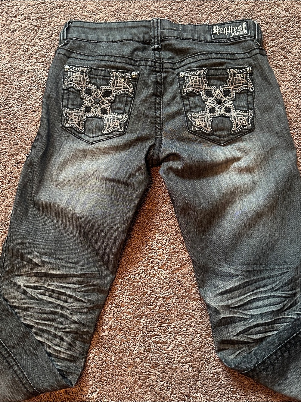 Request Jeans Women's Dark Gray Embellished Pocket Jeans